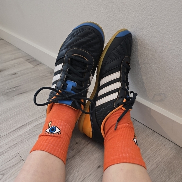 Adidas | Super Sala navy leather sporty Blokecore soccer sneakers | WMS 9 - Picture 4 of 12